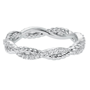 Artcarved Bridal Mounted with Side Stones Contemporary Stackable Eternity Anniversary Band 14K White Gold