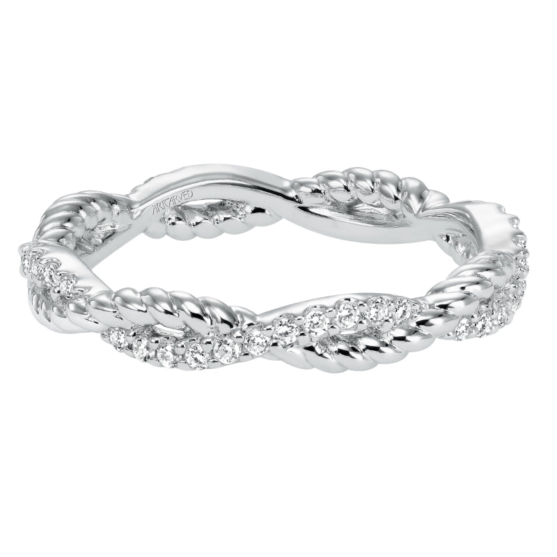 Artcarved Bridal Mounted with Side Stones Contemporary Stackable Eternity Anniversary Band 14K White Gold