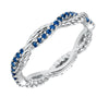 Artcarved Bridal Mounted with Side Stones Contemporary Stackable Eternity Anniversary Band 14K White Gold & Blue Sapphire