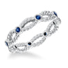 Artcarved Bridal Mounted with Side Stones Contemporary Stackable Eternity Anniversary Band 14K White Gold & Blue Sapphire