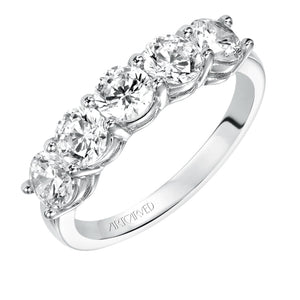 Artcarved Bridal Mounted with Side Stones Classic 5-Stone Diamond Anniversary Band 14K White Gold