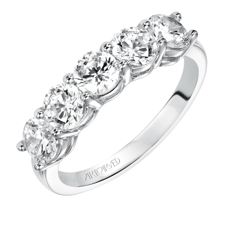 Artcarved Bridal Mounted with Side Stones Classic 5-Stone Diamond Anniversary Band 14K White Gold