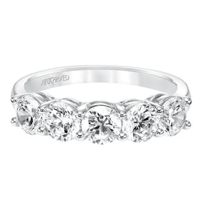 Artcarved Bridal Mounted with Side Stones Classic 5-Stone Diamond Anniversary Band 14K White Gold
