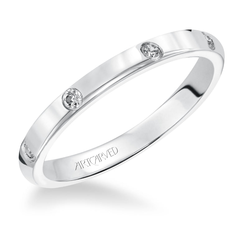 Artcarved Bridal Mounted with Side Stones Diamond Anniversary Band Clara Platinum