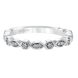 Artcarved Bridal Mounted with Side Stones Contemporary Fashion Diamond Anniversary Band Veronica 14K White Gold