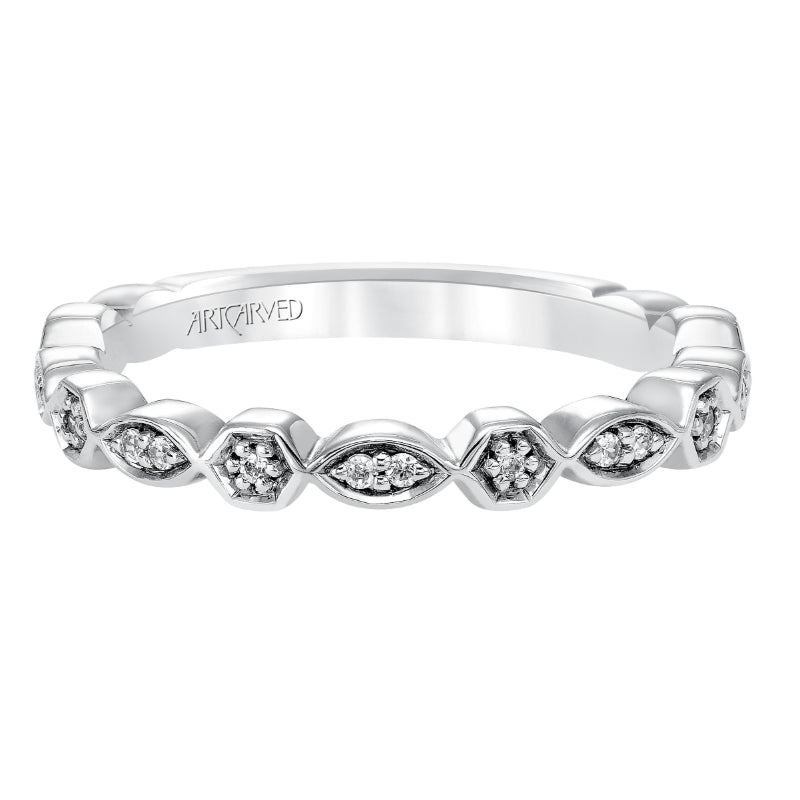 Artcarved Bridal Mounted with Side Stones Contemporary Fashion Diamond Anniversary Band Veronica 14K White Gold