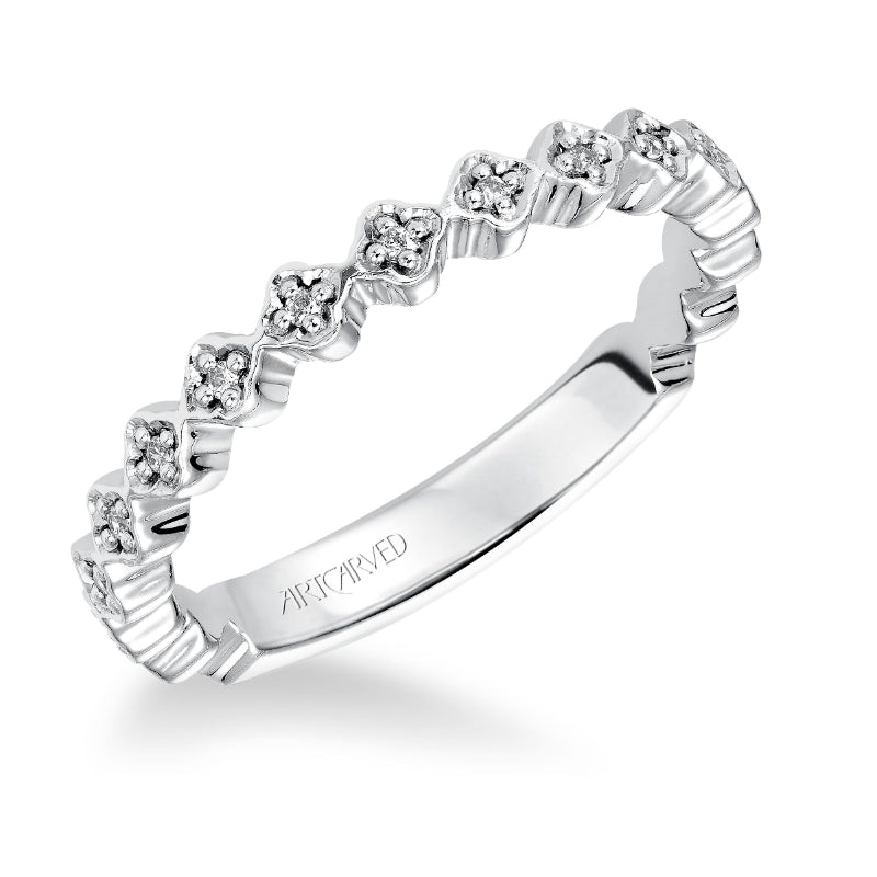 Artcarved Bridal Mounted with Side Stones Contemporary Fashion Diamond Anniversary Band Shannon 14K White Gold