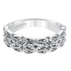 Artcarved Bridal Mounted with Side Stones Vintage Fashion Diamond Anniversary Band Juliana 14K White Gold