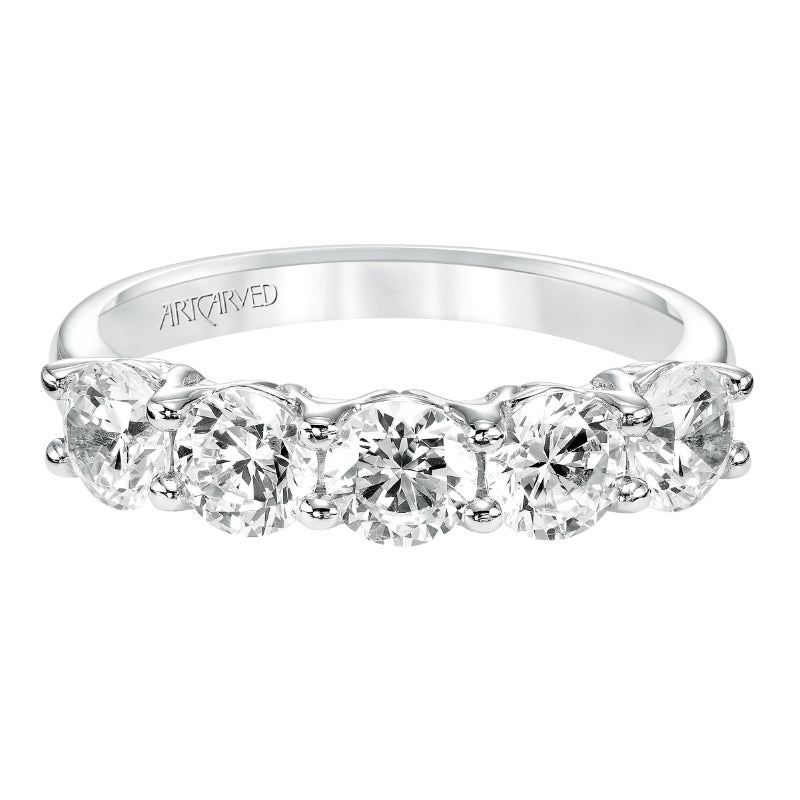 Artcarved Bridal Mounted with Side Stones Classic Diamond Anniversary Band 14K White Gold