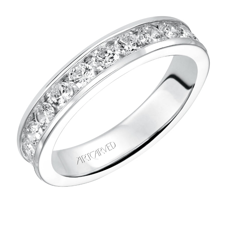 Artcarved Bridal Mounted with Side Stones Classic Eternity Diamond Anniversary Band 14K White Gold