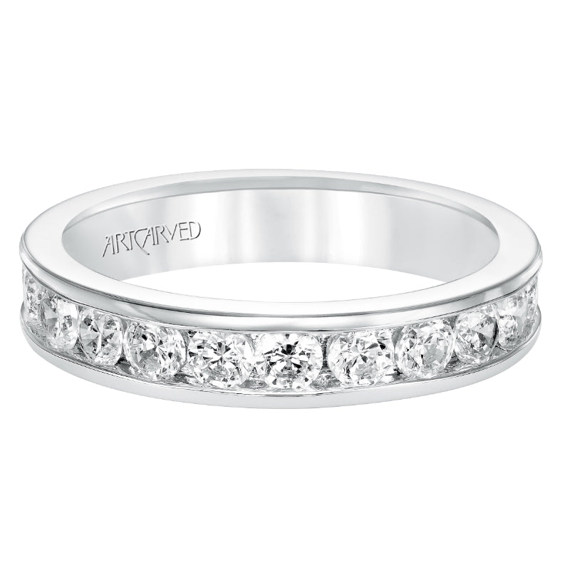 Artcarved Bridal Mounted with Side Stones Classic Eternity Diamond Anniversary Band 14K White Gold