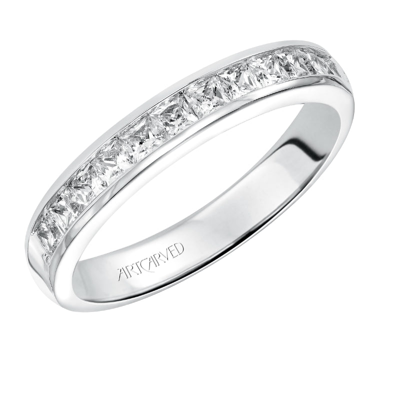 Artcarved Bridal Mounted with Side Stones Classic Diamond Anniversary Band 14K White Gold