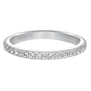 Artcarved Bridal Mounted with Side Stones Contemporary Dual Eternity Anniversary Band 14K White Gold