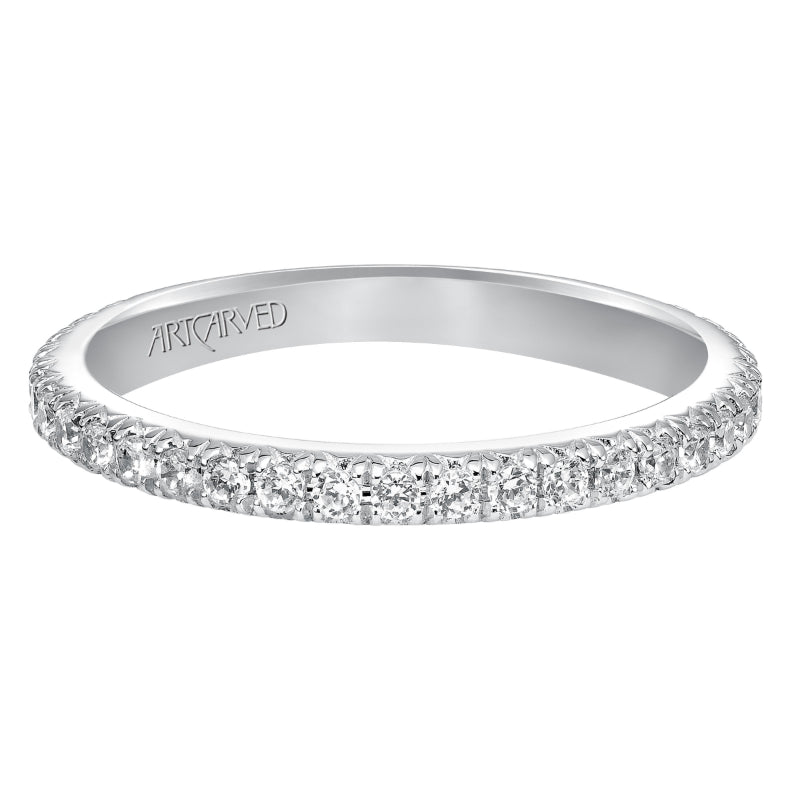 Artcarved Bridal Mounted with Side Stones Contemporary Dual Eternity Anniversary Band 14K White Gold