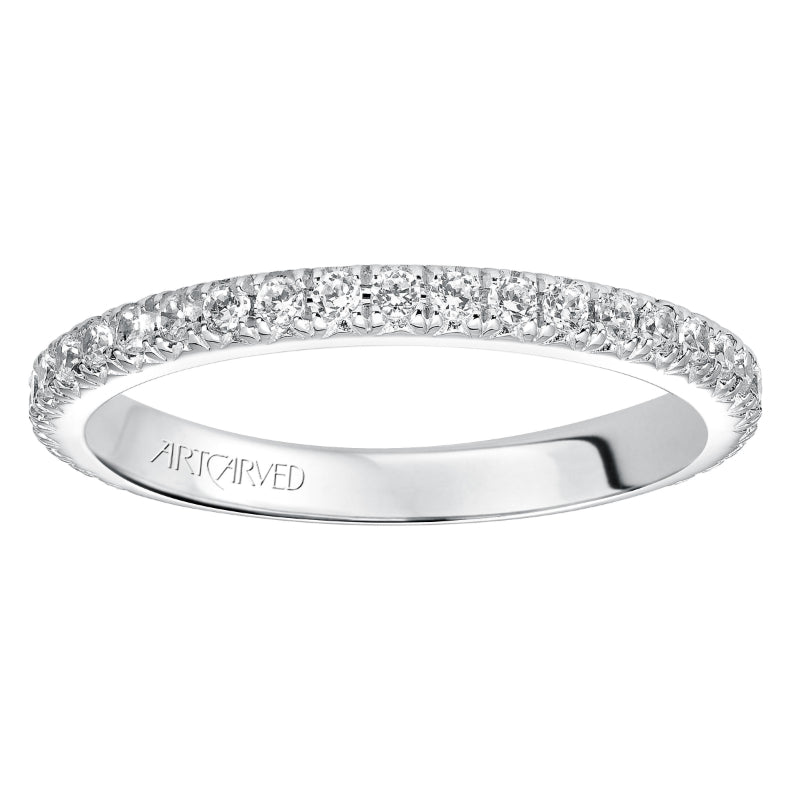 Artcarved Bridal Mounted with Side Stones Contemporary Dual Eternity Anniversary Band 14K White Gold