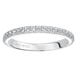 Artcarved Bridal Mounted with Side Stones Contemporary Dual Eternity Anniversary Band 14K White Gold