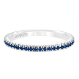 Artcarved Bridal Mounted with Side Stones Contemporary Stackable Eternity Anniversary Band 14K White Gold & Blue Sapphire