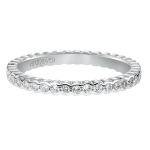 Artcarved Bridal Mounted with Side Stones Contemporary Eternity Diamond Anniversary Band 14K White Gold
