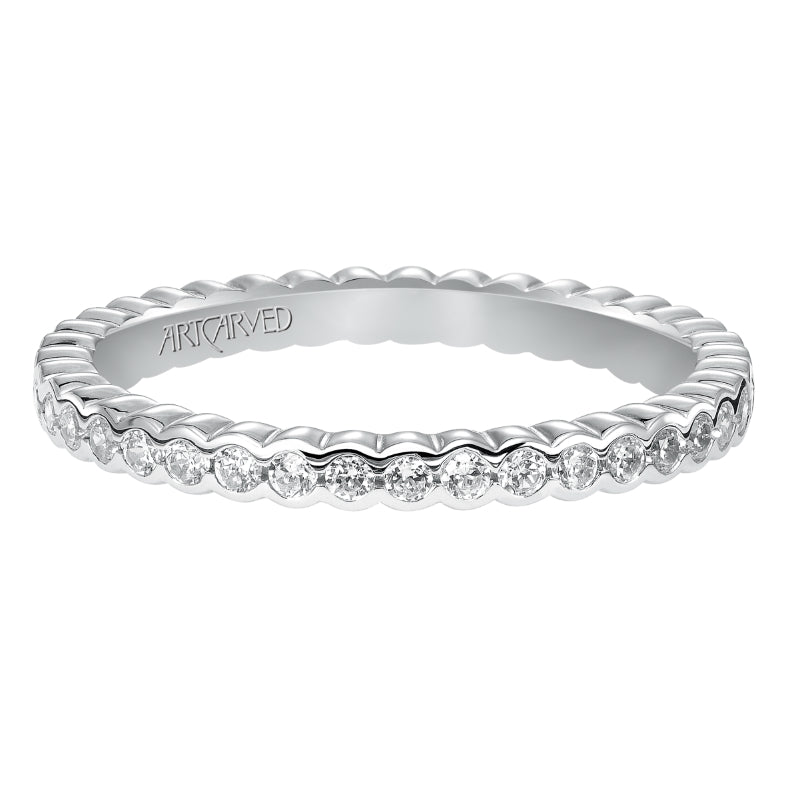 Artcarved Bridal Mounted with Side Stones Contemporary Eternity Diamond Anniversary Band 14K White Gold