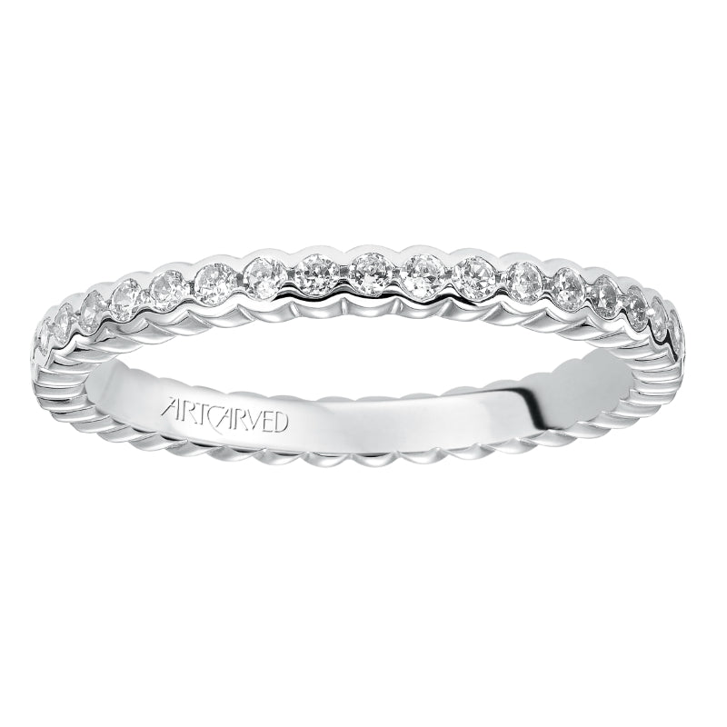 Artcarved Bridal Mounted with Side Stones Contemporary Eternity Diamond Anniversary Band 14K White Gold
