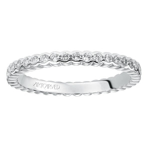 Artcarved Bridal Mounted with Side Stones Contemporary Eternity Diamond Anniversary Band 14K White Gold
