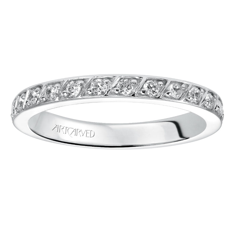 Artcarved Bridal Mounted with Side Stones Contemporary Eternity Diamond Anniversary Band 14K White Gold