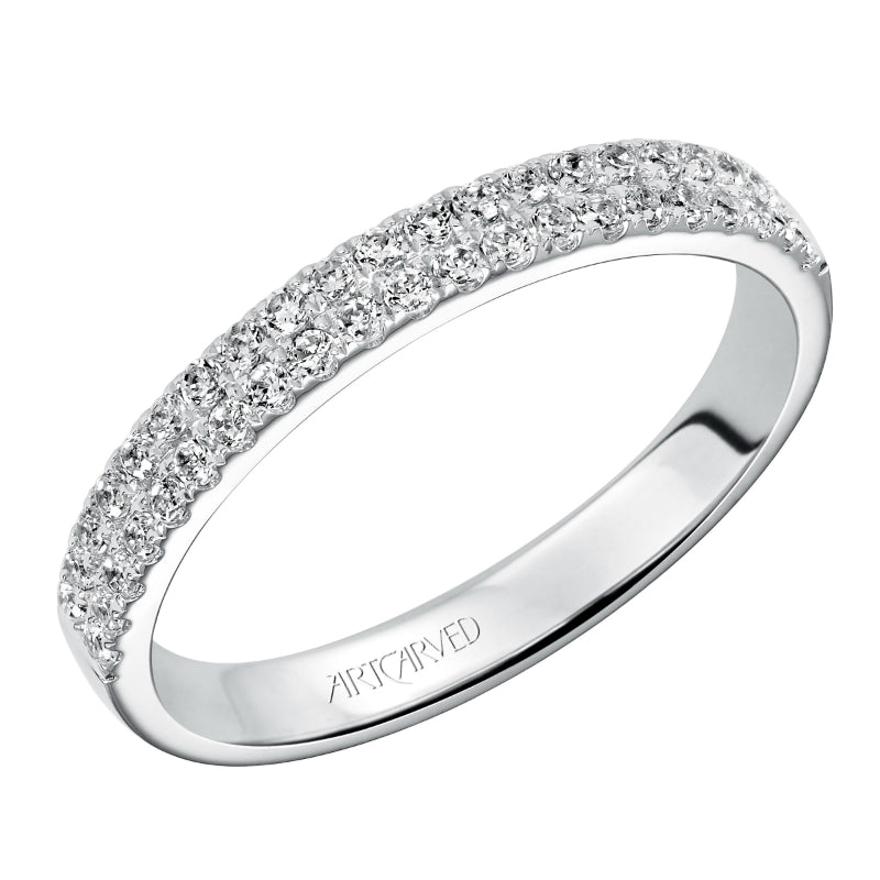 Artcarved Bridal Mounted with Side Stones Contemporary Diamond Anniversary Band 14K White Gold