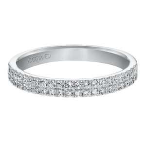 Artcarved Bridal Mounted with Side Stones Contemporary Diamond Anniversary Band 14K White Gold