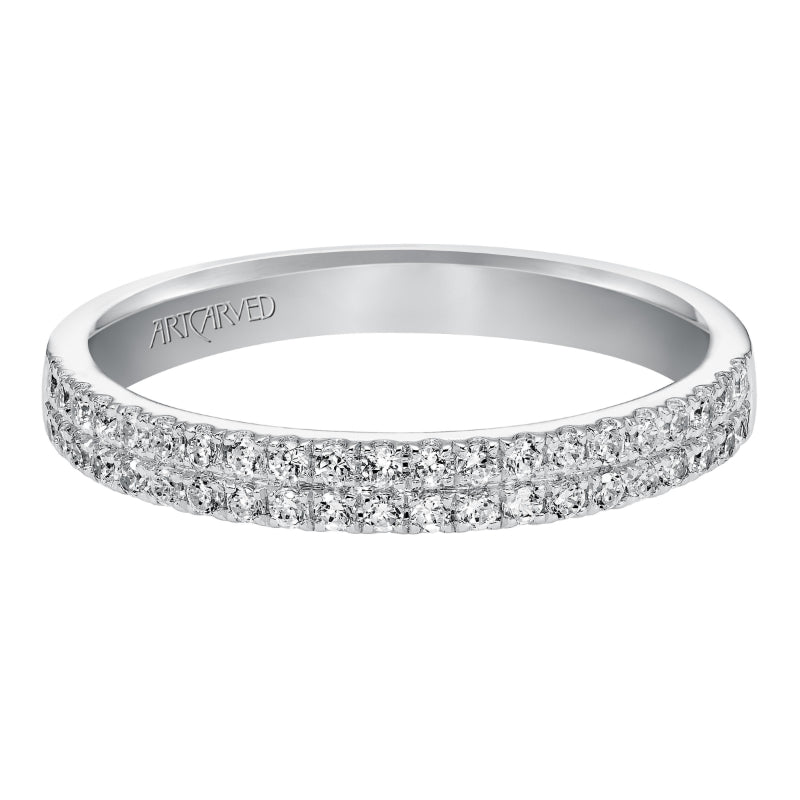 Artcarved Bridal Mounted with Side Stones Contemporary Diamond Anniversary Band 14K White Gold
