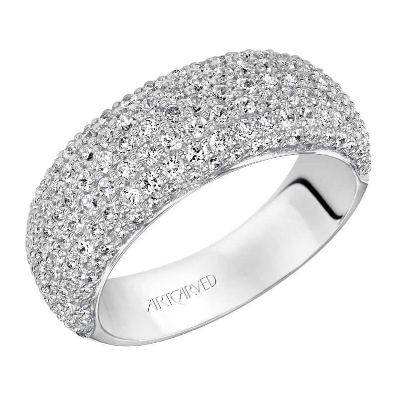 Artcarved Bridal Mounted with Side Stones Contemporary Diamond Anniversary Band 14K White Gold