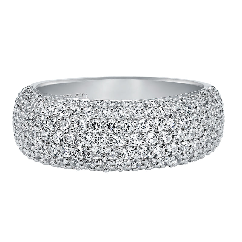 Artcarved Bridal Mounted with Side Stones Contemporary Diamond Anniversary Band 14K White Gold