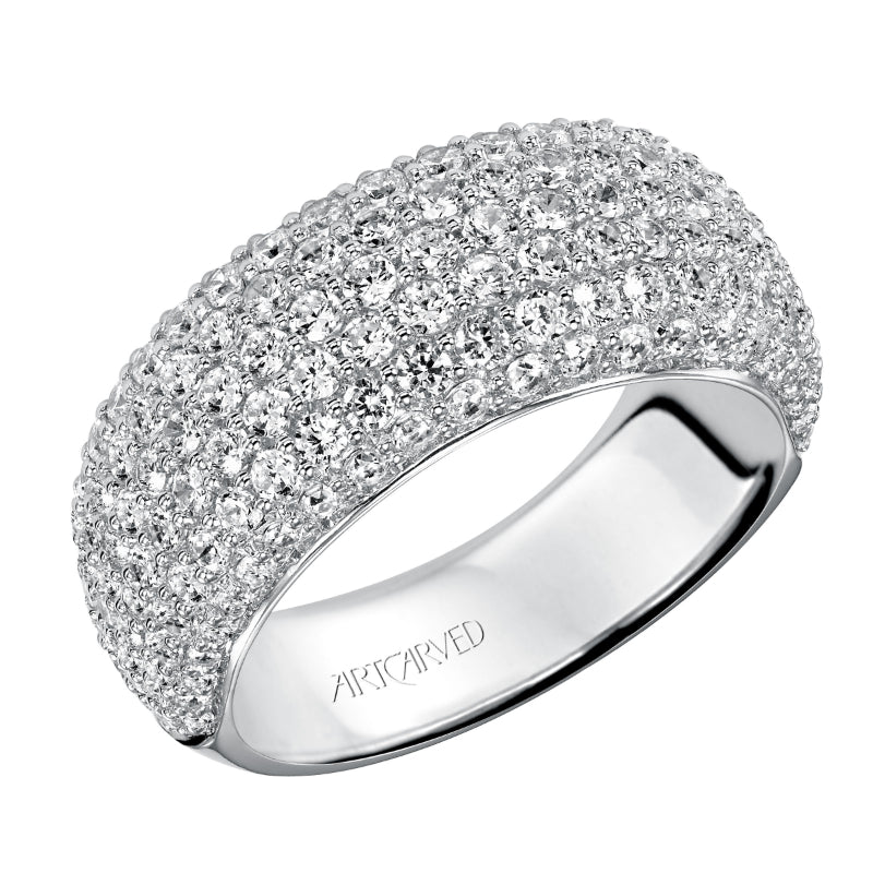 Artcarved Bridal Mounted with Side Stones Contemporary Diamond Anniversary Band 14K White Gold