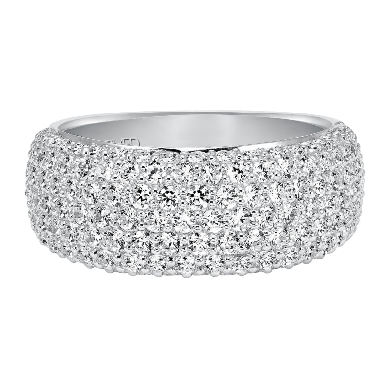 Artcarved Bridal Mounted with Side Stones Contemporary Diamond Anniversary Band 14K White Gold