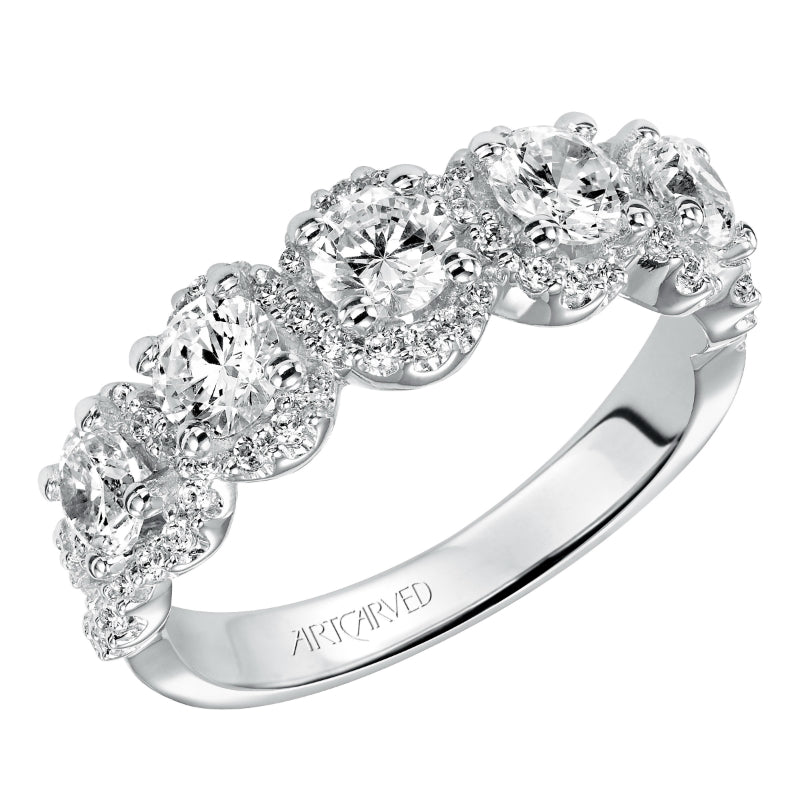 Artcarved Bridal Mounted with Side Stones Contemporary Fashion Diamond Anniversary Band 14K White Gold
