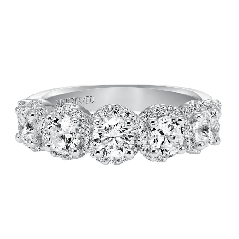 Artcarved Bridal Mounted with Side Stones Contemporary Fashion Diamond Anniversary Band 14K White Gold