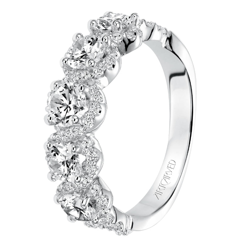 Artcarved Bridal Mounted with Side Stones Contemporary Fashion Diamond Anniversary Band 14K White Gold
