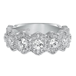 Artcarved Bridal Mounted with Side Stones Vintage Fashion Diamond Anniversary Band 14K White Gold