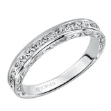 Artcarved Bridal Mounted with Side Stones Vintage Fashion Diamond Anniversary Band 14K White Gold