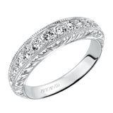 Artcarved Bridal Mounted with Side Stones Vintage Diamond Anniversary Band 14K White Gold