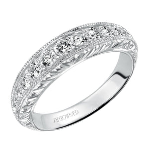 Artcarved Bridal Mounted with Side Stones Vintage Diamond Anniversary Band 14K White Gold