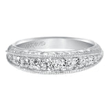 Artcarved Bridal Mounted with Side Stones Vintage Diamond Anniversary Band 14K White Gold