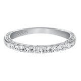 Artcarved Bridal Mounted with Side Stones Vintage Fashion Diamond Anniversary Band 14K White Gold