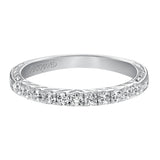 Artcarved Bridal Mounted with Side Stones Vintage Fashion Diamond Anniversary Band 14K White Gold