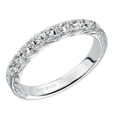 Artcarved Bridal Mounted with Side Stones Vintage Fashion Diamond Anniversary Band 14K White Gold