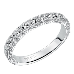Artcarved Bridal Mounted with Side Stones Vintage Fashion Diamond Anniversary Band 14K White Gold