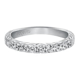 Artcarved Bridal Mounted with Side Stones Vintage Fashion Diamond Anniversary Band 14K White Gold