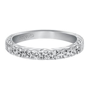 Artcarved Bridal Mounted with Side Stones Vintage Fashion Diamond Anniversary Band 14K White Gold