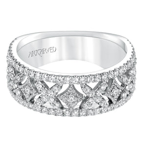 Artcarved Bridal Mounted with Side Stones Contemporary Diamond Anniversary Band 14K White Gold