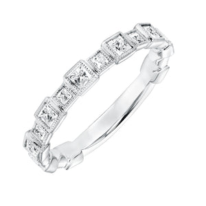 Artcarved Bridal Mounted with Side Stones Vintage Fashion Diamond Anniversary Band 14K White Gold