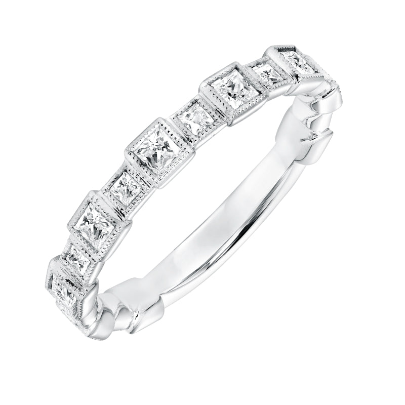 Artcarved Bridal Mounted with Side Stones Vintage Fashion Diamond Anniversary Band 14K White Gold